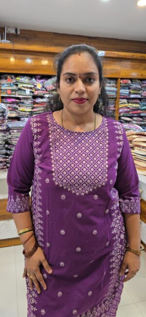 purple cotton kurti - daily wear