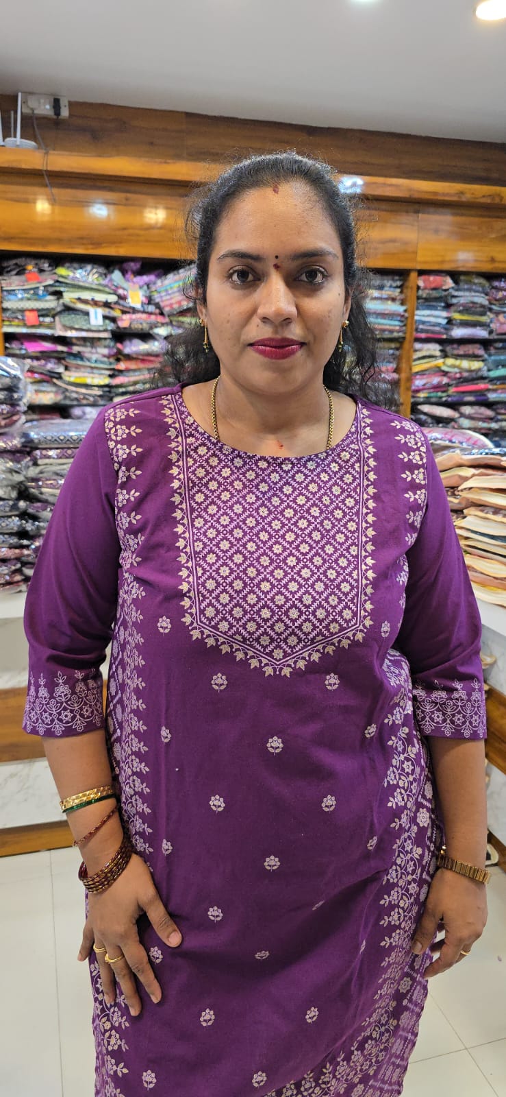 purple cotton kurti - daily wear