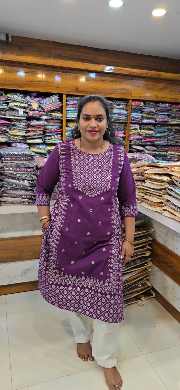 purple cotton kurti - daily wear - Image 4