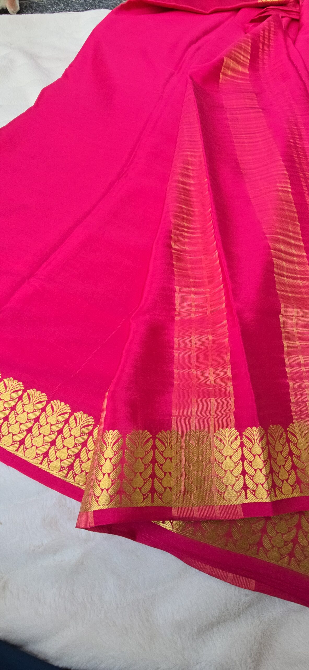 Pure mysore crepe silk saree (thane border) - Image 2