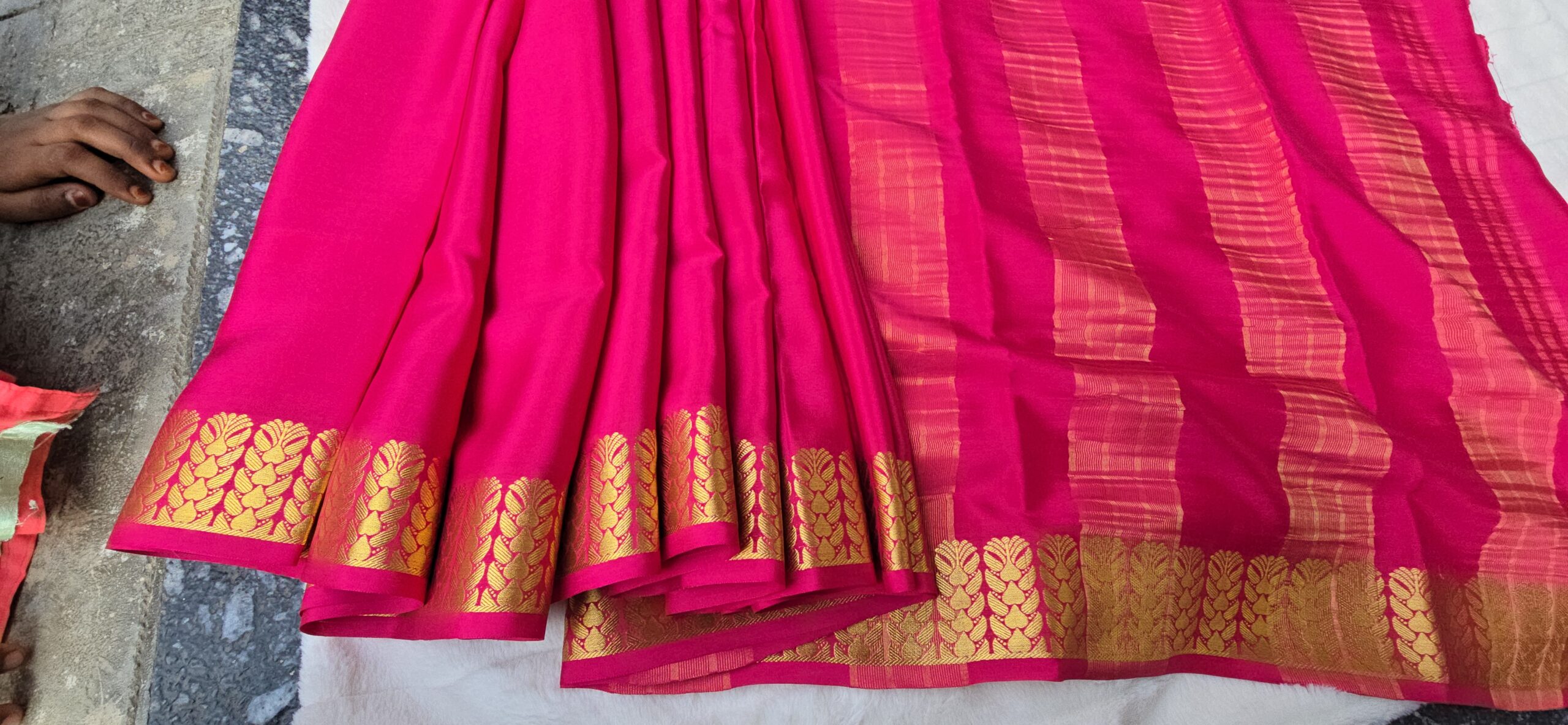 Pure mysore crepe silk saree (thane border)
