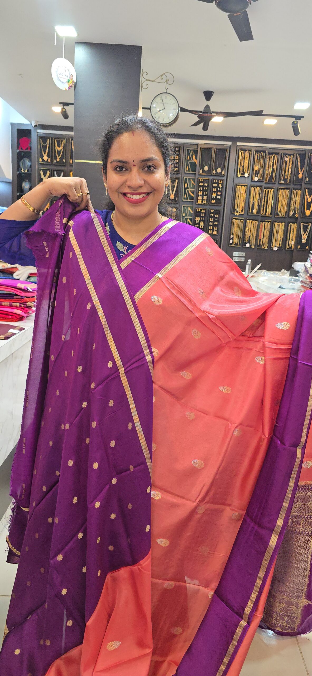Viscos saree with contrast blouse