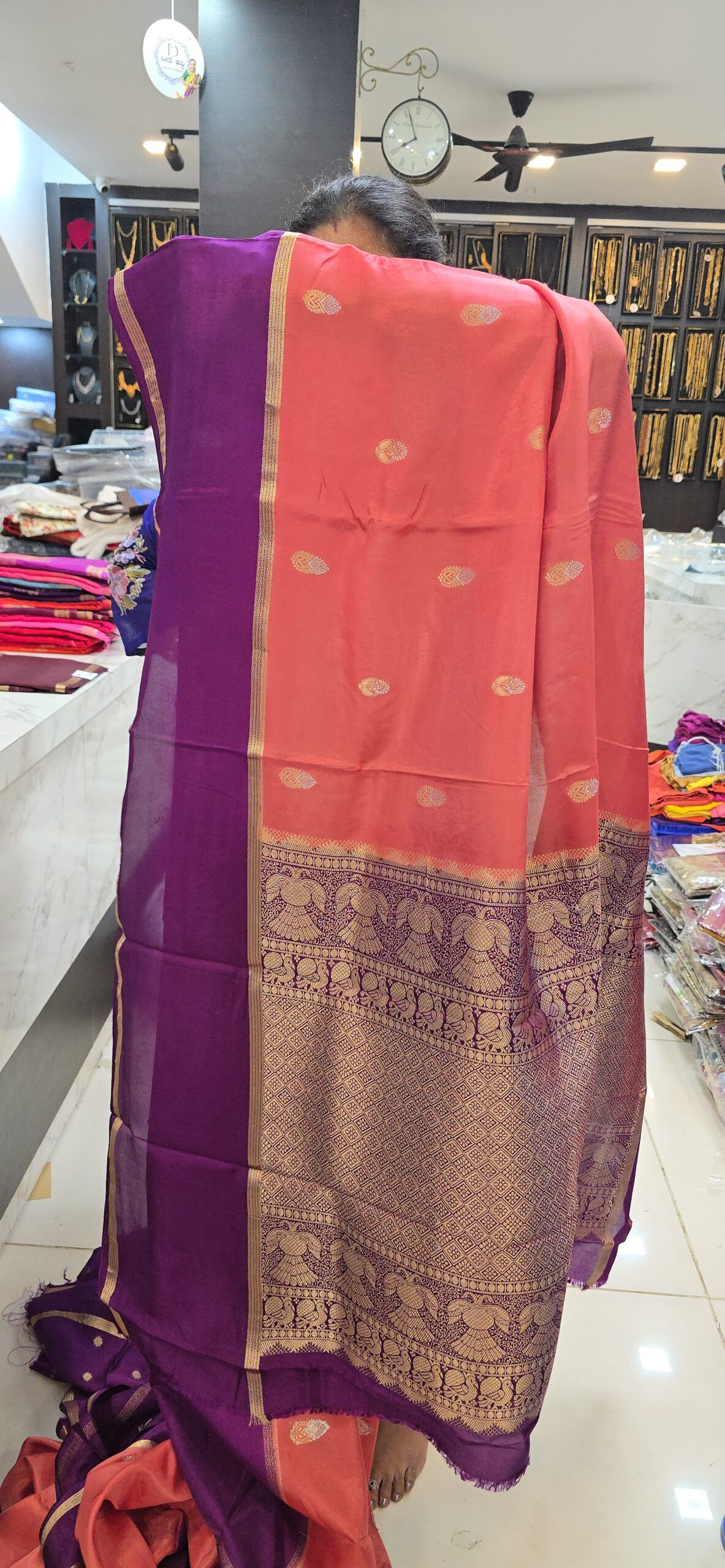 Viscos saree with contrast blouse - Image 3