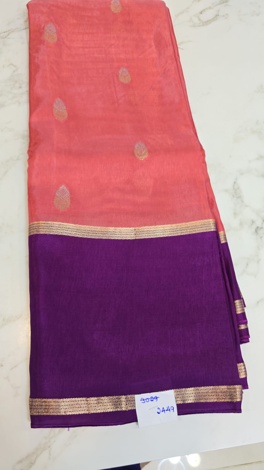 Viscos saree with contrast blouse - Image 2